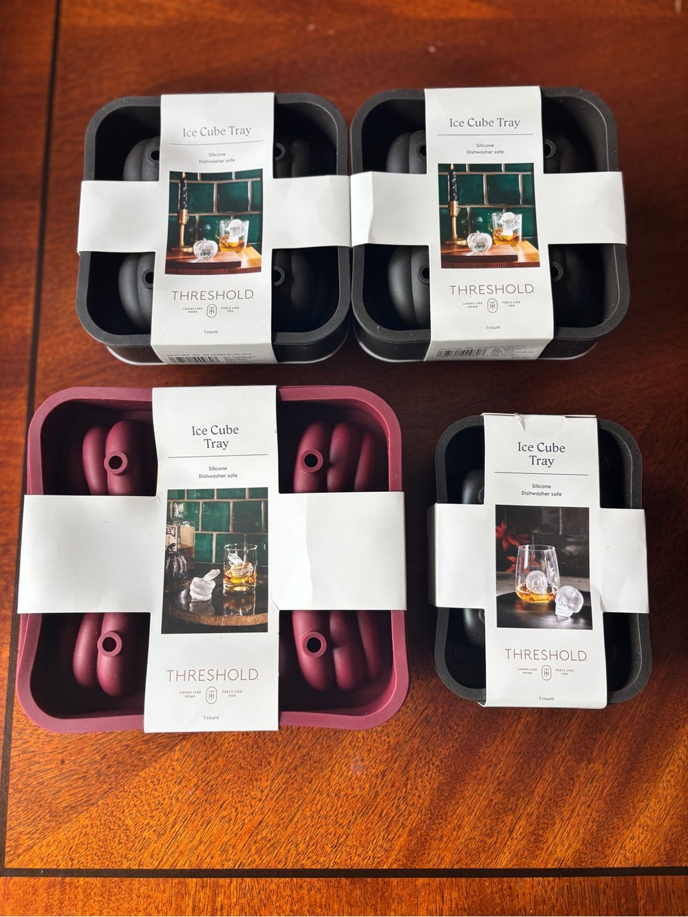 Threshold Silicone Ice Cube Trays in Black and Burgundy